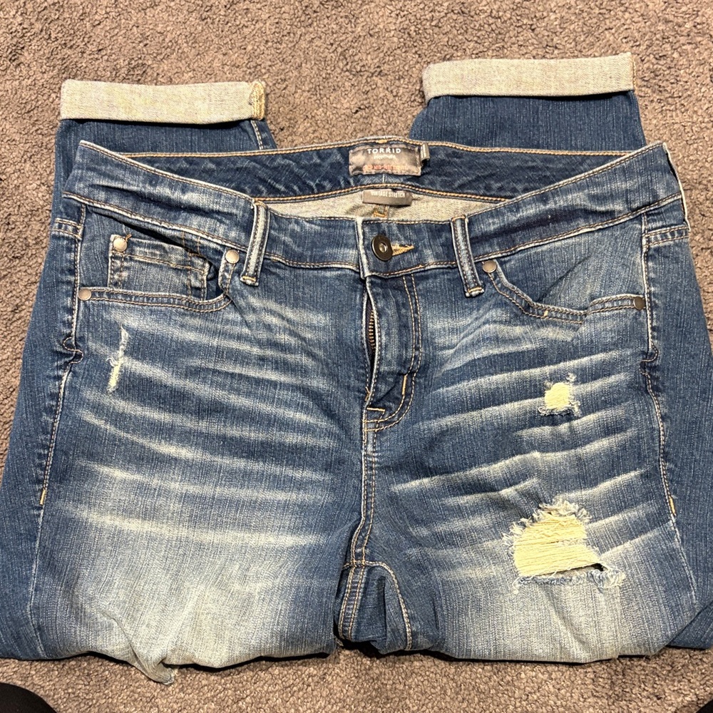 Torrid Blue Distressed Boyfriend Jeans